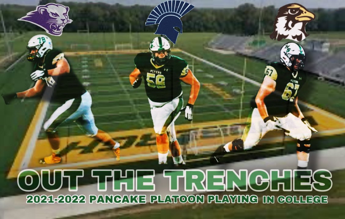 The Pancake Platoon Live on in college we were some dogs in the trenches. Can’t wait to see all our journeys in college proud to call these boys my brothers🤞🏻🥞🥞🟢🟡 <a href="/DanielNickel73/">Daniel Nickel</a> <a href="/Ben_Stelken/">Ben Stelken</a> <a href="/FootballFlyers/">LindberghFootball</a> @SBU_Football <a href="/MBUFootball/">Missouri Baptist Football</a> @QUFootball <a href="/GSV_STL/">Gateway Sports Venue</a>