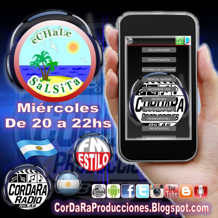 Echale Salsita (Ritmos Centrocaribeños - Difusión)
Miércoles de 20 a 22hs
Desde hace mas de una década SOMOS el portal mas importante en Argentina en la difusión de los artistas emergentes o aquellos que son desconocidos en el país generando contenido de calidad profesional.