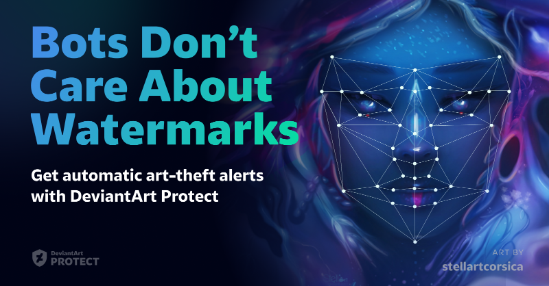 DeviantArt's tweet photo. 🛡️ DeviantArt Protect has sent over 80,000 alerts regarding potential NFT infringement since August 2021.