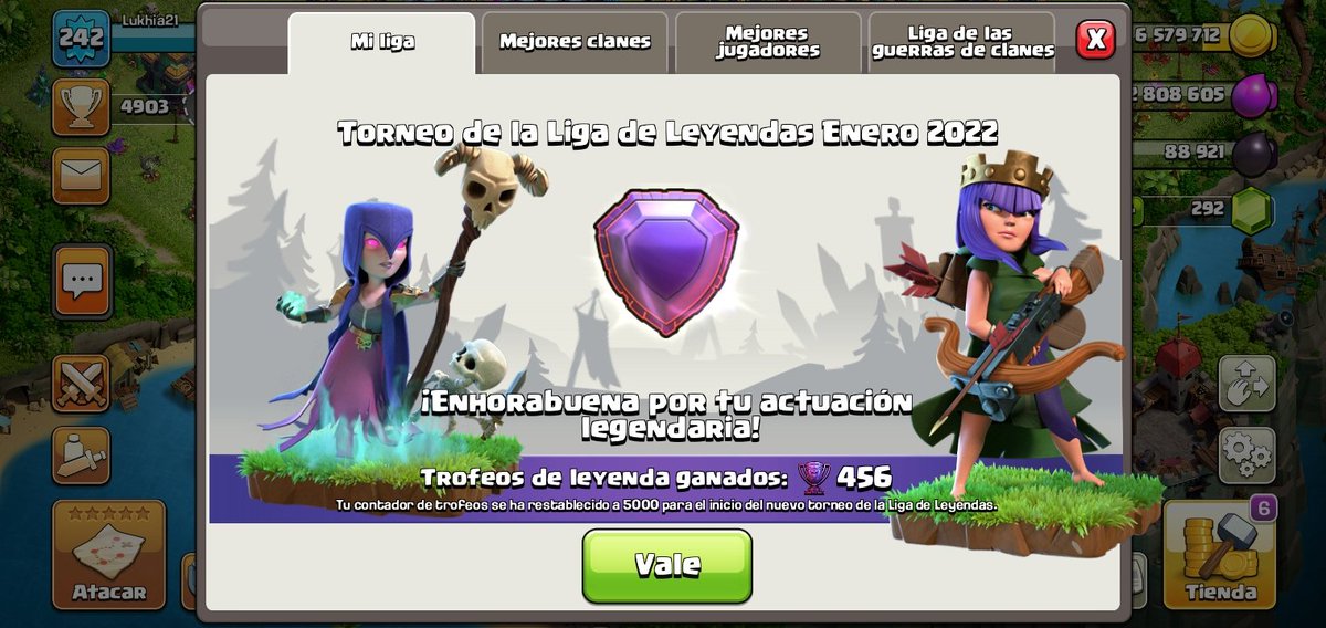 Pasé 3d en liga leyenda, solamente hice un total de 20 ataques y subí un poquito, pero me conformo 😊
Gracias a todas las personas que aun siguen confiando en mi aunque sea manco 🥲🤣
Y a la que no pues, no pasa nada...