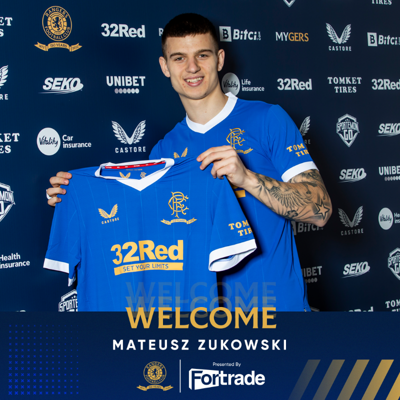 RangersFC's tweet photo. 🆕 #RangersFC are today delighted to announce the signing of Mateusz Zukowski from Lechia Gdansk for an undisclosed fee subject to international clearance.