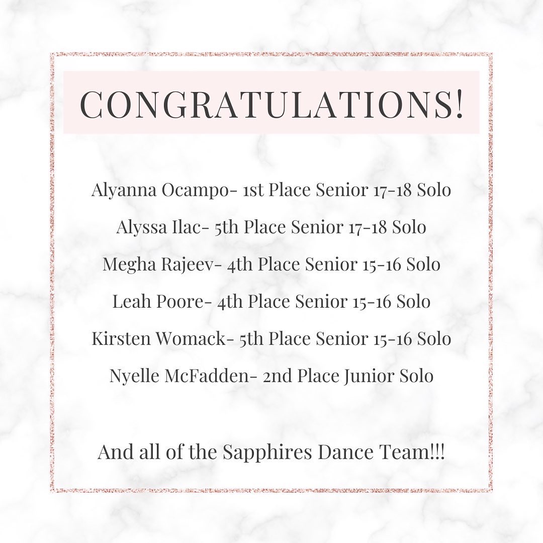 Congratulations to the amazing Sapphires Dance Team on their first contest of the year! We are all so proud of your hard work! 💙🖤🤍