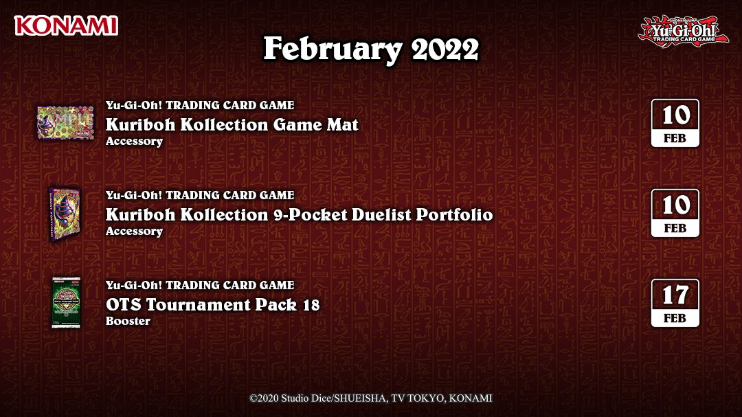 YuGiOhCardEU's tweet photo. We've now entered February, so take a look at what is coming this month!
#YuGiOhTCG #YuGiOh #BattleOfChaos #KuribohKollection #OTSPack18 #HiddenArsenalChapter1 https://t.co/NmBtniFMrl