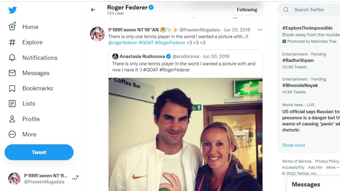 PraveenNTRFan's tweet photo. This makes me happy forever, my dearest 👑 @rogerfederer 🐐❤️😭

#GetWellSoonRF #ComeBackSoonRoger https://t.co/nELv3k0zko