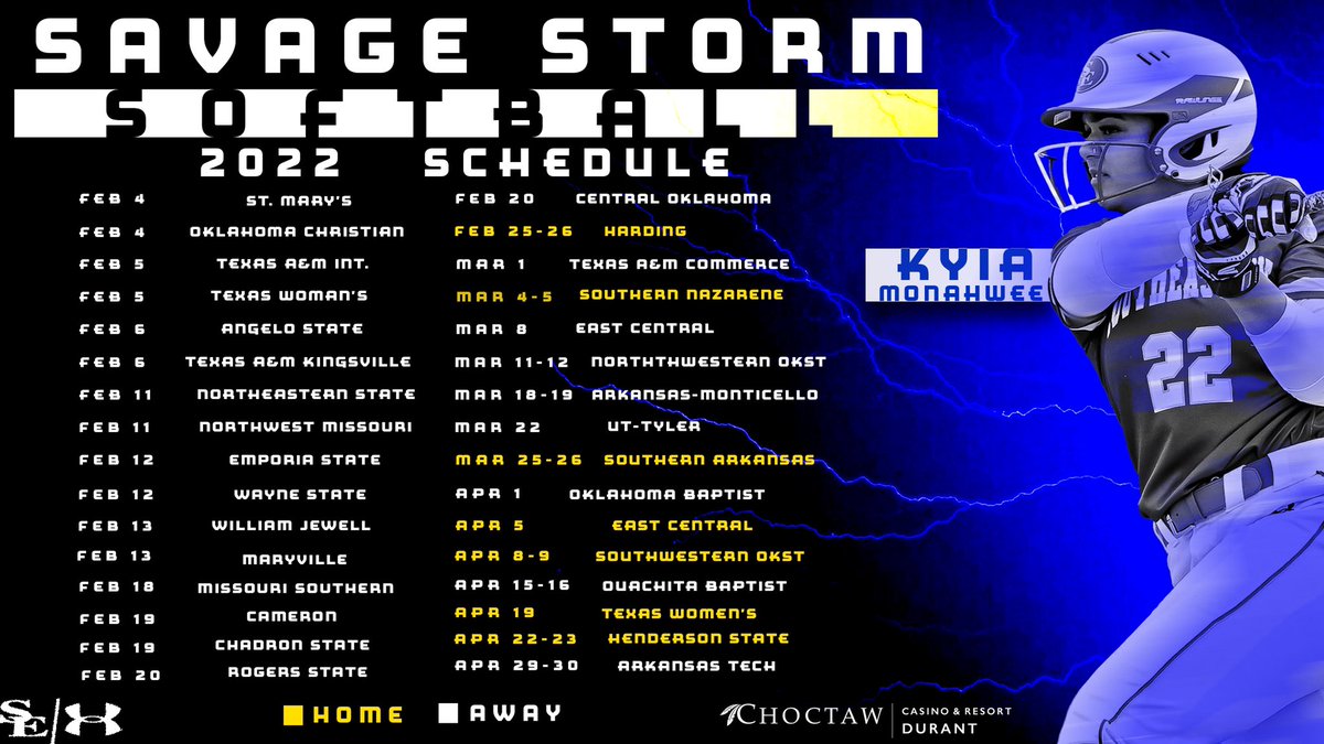 It’s GAME WEEK for <a href="/SavageStormSB/">Savage Storm Softball</a>! 

Don’t miss any of the action this season. 

#StormChaSE | <a href="/ChoctawDurant/">ChoctawDurant</a>