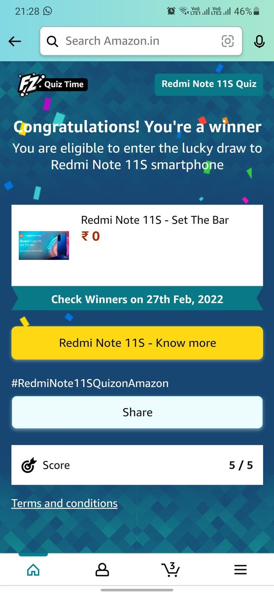 sudarsun2002's tweet photo. @amazonIN @XiaomiIndia @RedmiIndia #RedmiNote11SAmazonQuiz https://t.co/LVgdbhwkpL