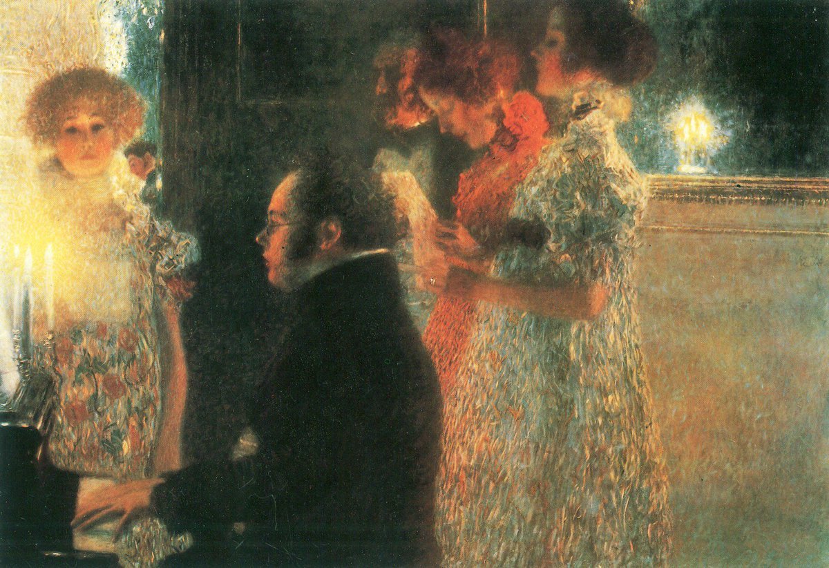 Remembering Franz Schubert on his birthday 🎂 Franz Klimt’s painting 'Schubert am Klavier', burned by the Nazis in 1945 'Whenever I tried to sing of love, it turned to pain. And again, when I tried to sing of pain, it turned to love.'