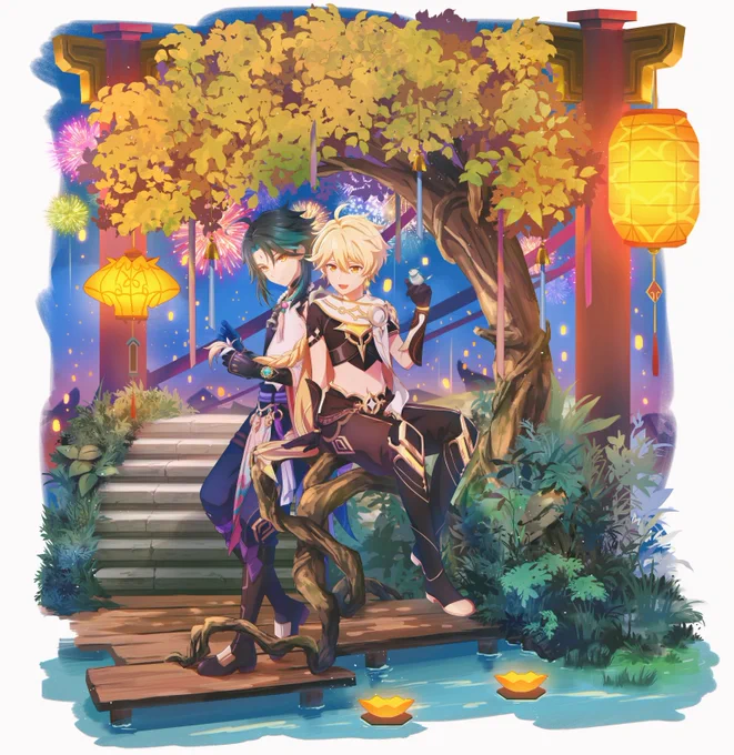海灯祭を祝いして🎆
春节快乐!
#魈空 #原神 