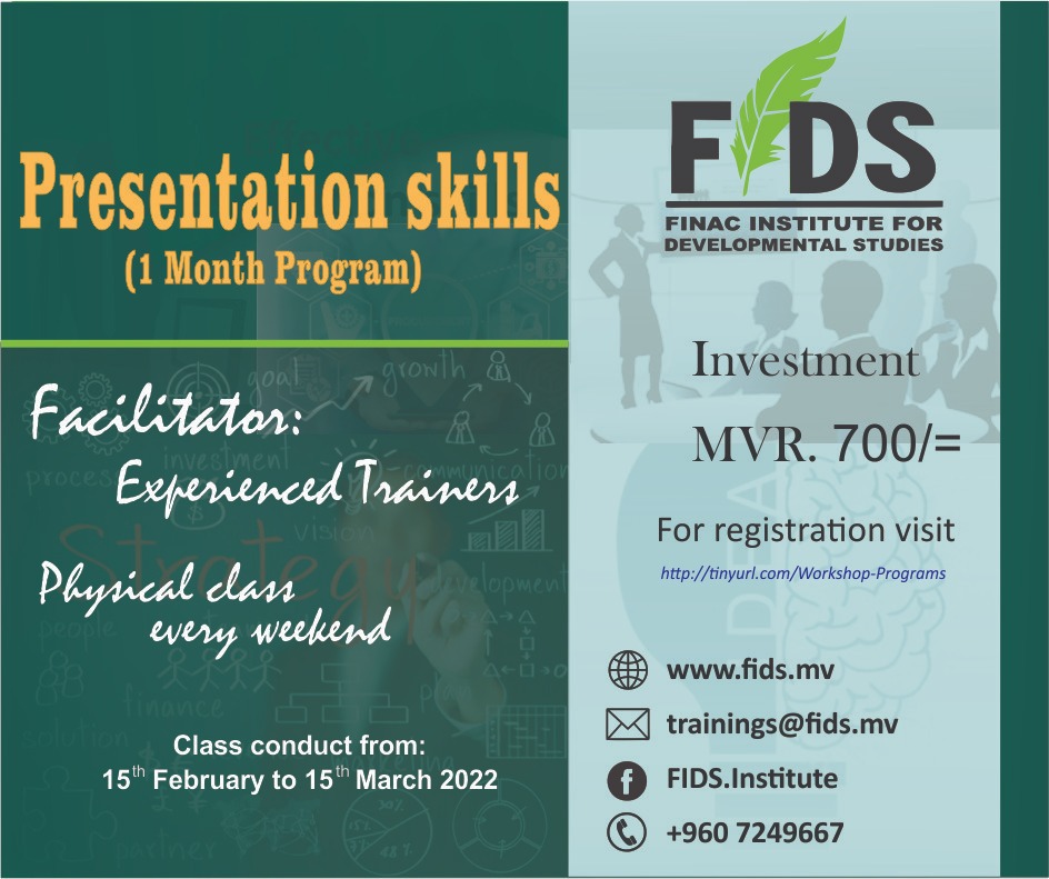 FinacInstitute's tweet photo. Presentation skills workshop ( 1 Month Program) 
from 15th February to 14th March 2022
Weekends ( Physical classes at FIDS training Campus

please use the following link to register
https://t.co/8AT2dM9sRe
Limited Seats 
Virtual Certificate will be Awarded https://t.co/xqKIKikx77