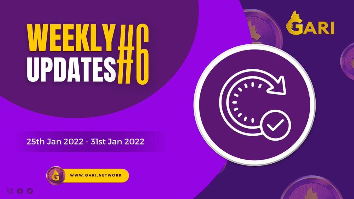TheGariNetwork's tweet photo. 1/ GARI Wallet’s Alpha-Version, Roadmap Update for 2022, and Listing on DEX headlined this week’s announcements on the #GARI front.
 
🧵Here's a glimpse of #GariWeeklyUpdate
 
#CreatorEconomyUnleashed https://t.co/LORPpuZxRz