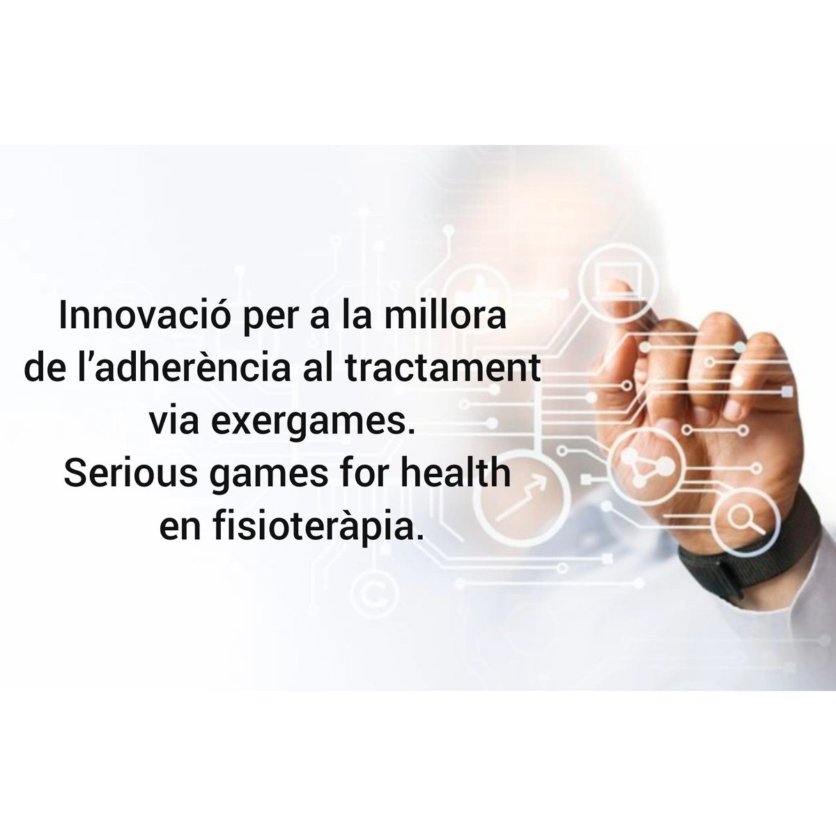 Formació:Innovació per a la millora de l’adherència al tractament via exergames.Serious games for health en fisioteràpia.Amb Eva Pascual i Oscar Garcia.
26 de març de 2022
Horari:Dissabte, de 9.00h a 14.15h i de 15.50h a 18.30h
Organitza: Secció Territorial de Girona 
@colficat