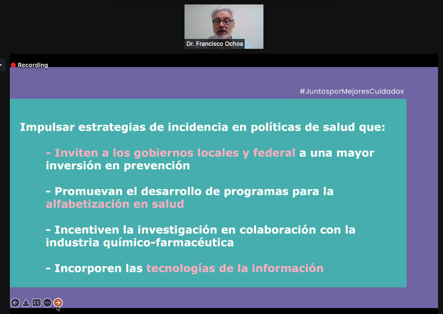FUNSALUDMX's tweet photo. El Dr. Francisco Ochoa nos invita a unir esfuerzos para impulsar estrategias de incidencia en políticas de salud.  

El cáncer es un problema de salud pública. 
#juntospormejorescuidados #códigocáncer 

@FUNSALUDMX @MxSinCancer @redcancermx https://t.co/OJDOa3TEui