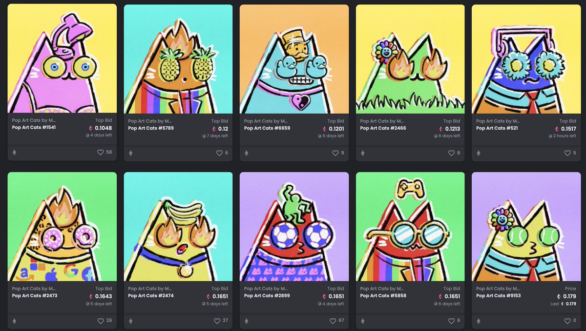 FCG_Studio's tweet image. (( THE CATS HAVE BEEN REVEALED ))
@popartcatsnft revealed their collection.
...
Created by #MattChessco @mattchessco 
..
Nice new style from the #popartcats , with unique properties.
.
#NFTreveal #NFTdrop #NFTnews