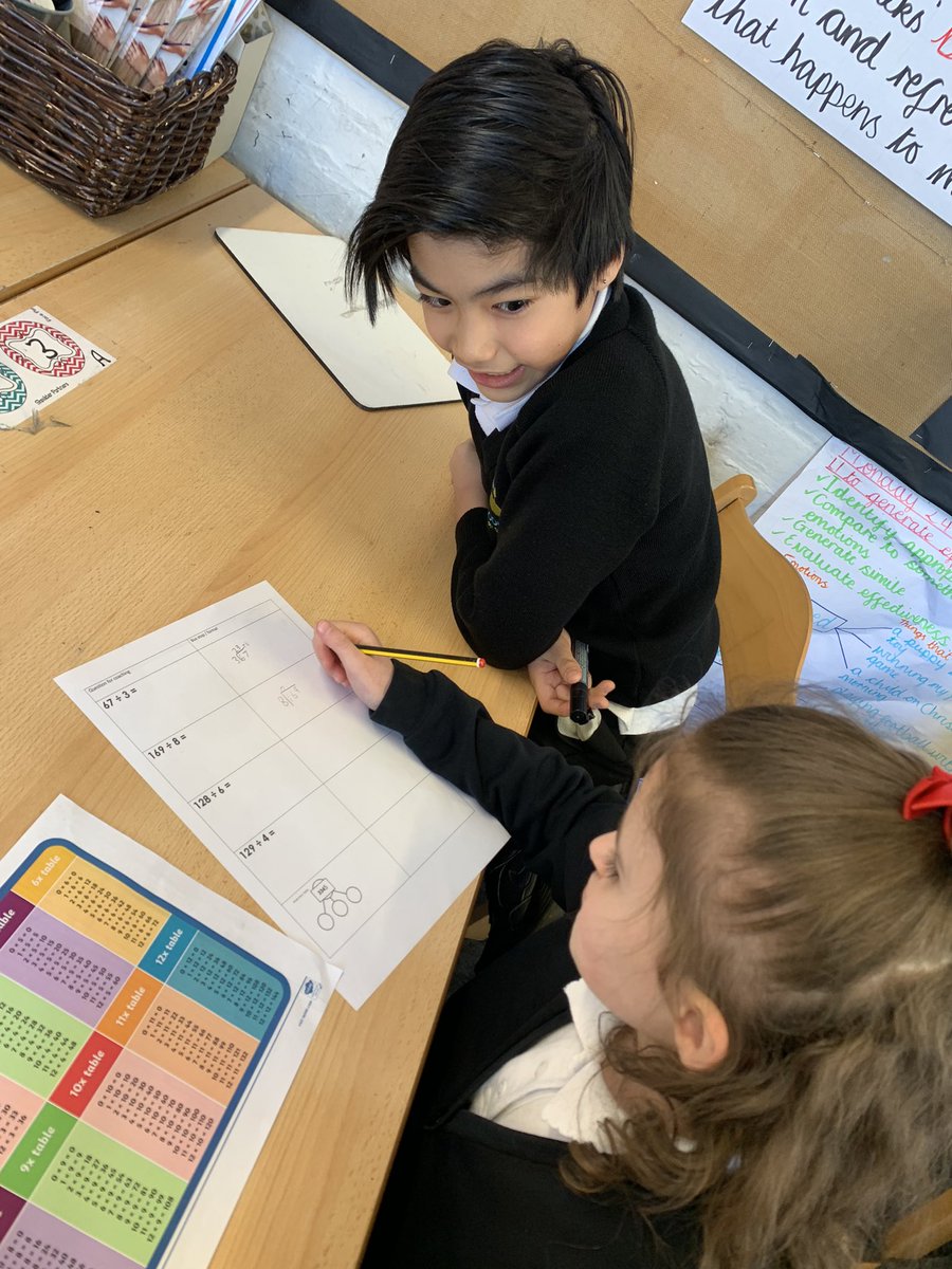 Y3ElmTree's tweet photo. Fantastic coaching going on today in Elm! We were prompting next steps and giving hints to help our partners to divide with remainders 😁 Mrs W was very proud of the mathematical vocab used and the supportive, helpful coaching conversations @Woodhillmaths @WoodhillSch https://t.co/5a1ZOVjMt9