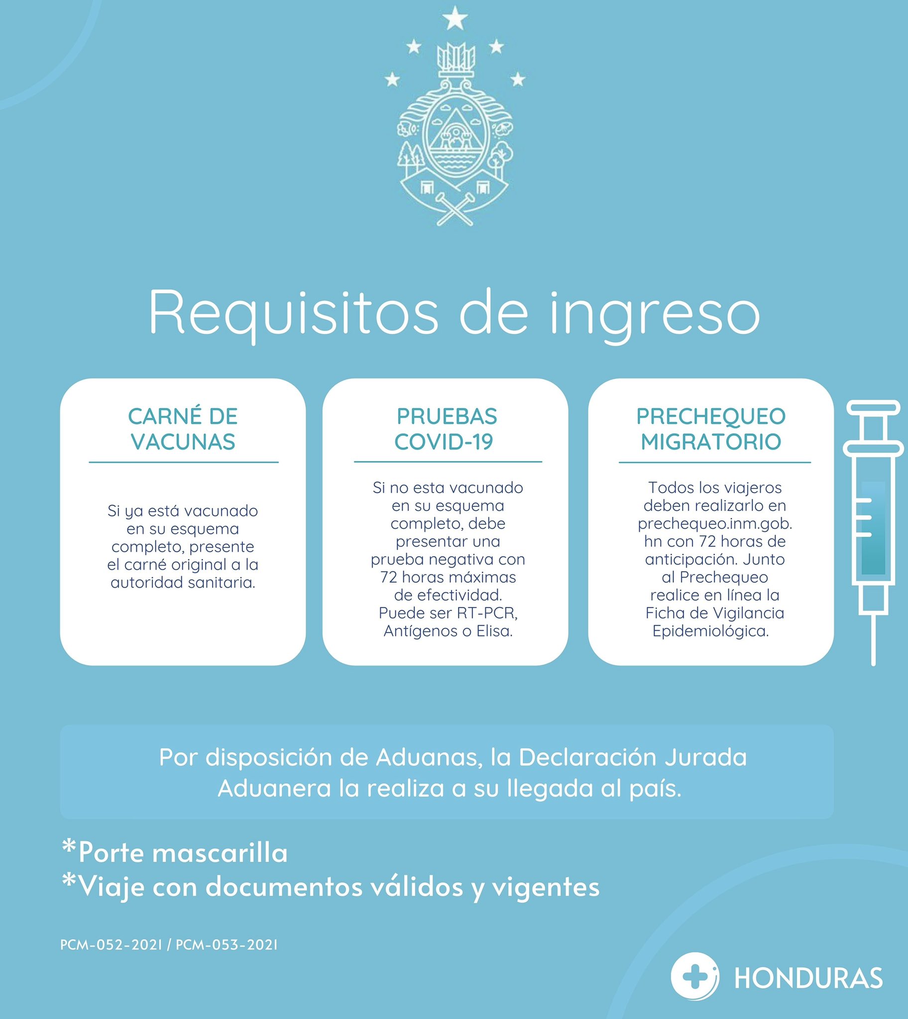 Instituto Nacional de Migración HN on X: 🇭🇳REQUISITOS DE INGRESO Le  recordamos los requisitos de ingreso a #Honduras vigentes. #INM #Honduras  t.corxiKSRfkG5  X