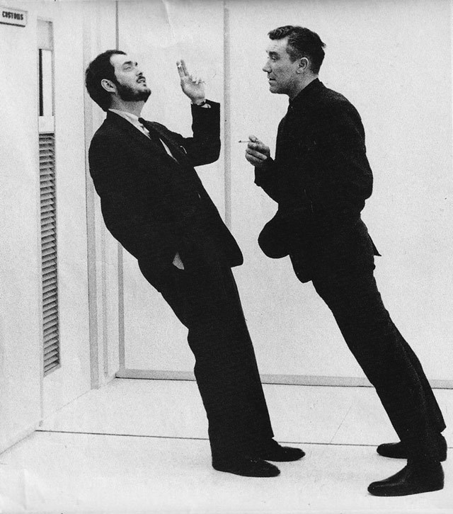 Stanley Kubrick &amp; William Sylvester on 2001's Orbital station set