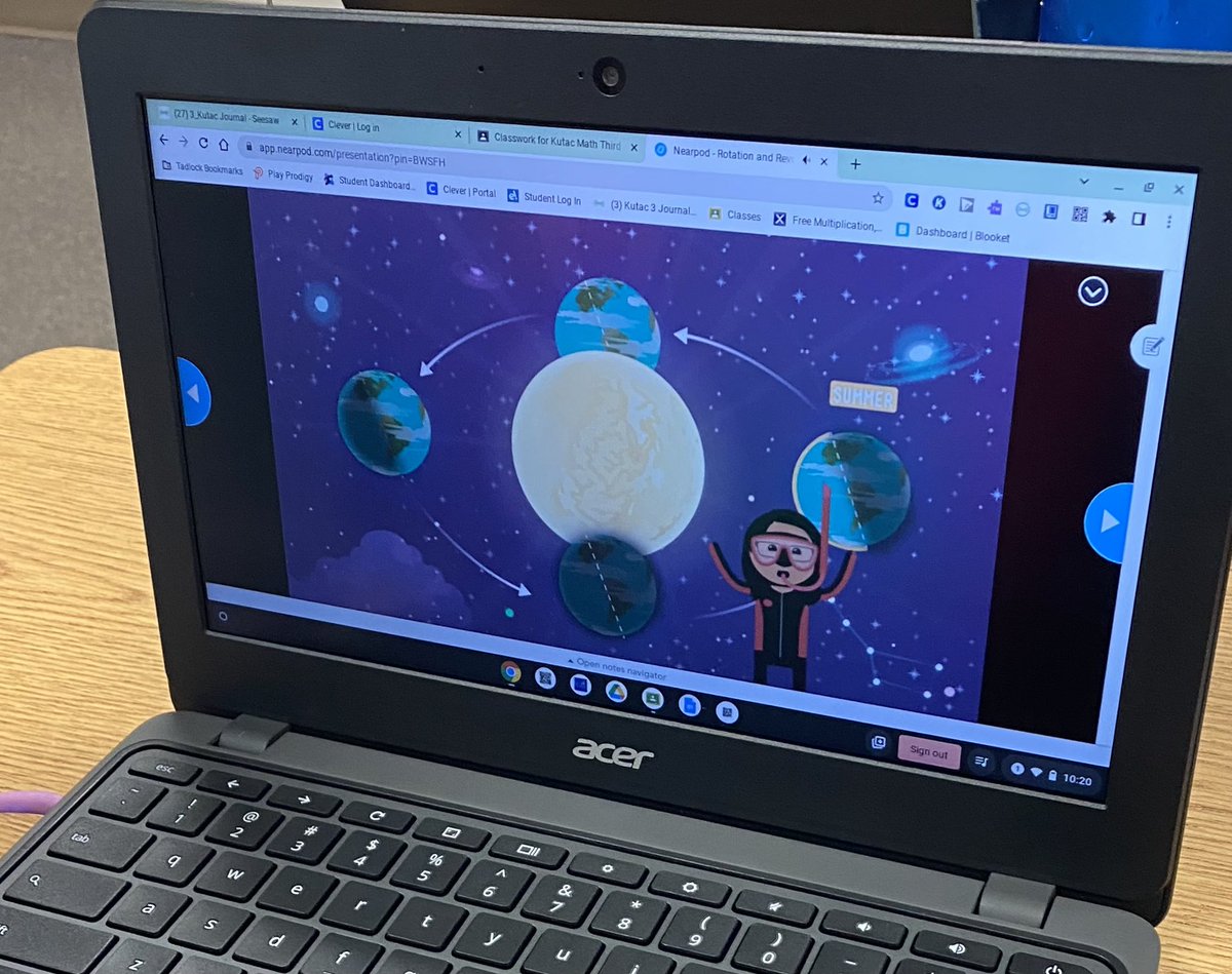 KutacTonya's tweet photo. Third graders @TadlockElem love using @nearpod to learn about the rotation and revolution of the πEarth. #tadlocklearns #FISDelemscience https://t.co/wFb2z8CUse