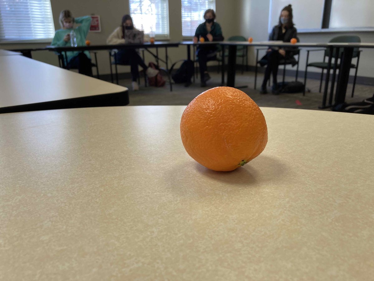 How amazing are my @BlountProgramUA students? The other day we were talking about metaphor & its sheer strangeness & I mentioned oranges as something that pops up for me in poems about my grandfather. The next class, oranges appeared (mysteriously) at everyone's seat. Amazing