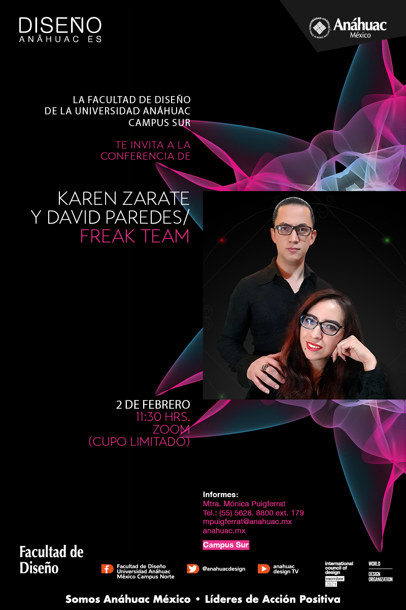 Diseno_Anahuac's tweet photo. Asiste a nuestra próxima conferencia quincenal en campus sur Freak Team, el próximo 2 de febrero a las 11:30 am https://t.co/rRA654qdbn