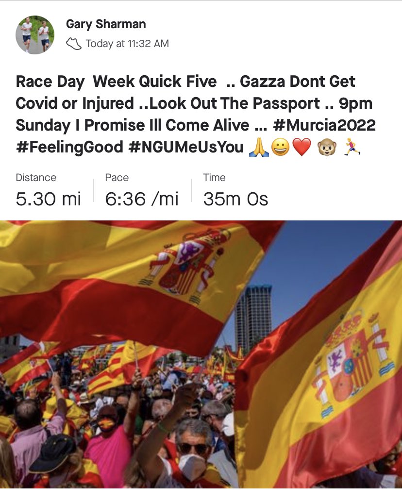 gsharman's tweet image. Race Week Has arrived … 😀❤️ 🏃‍♂️ @MARATONMURCIA22 #Quick5 #DinnerTime