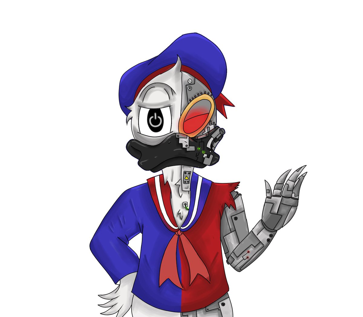 supmir123's tweet photo. This is my fan art of @GooniezNFT  I drew it half computer based and the half living based because it reminds of advanced technology today and added my own imagination and design, I quite enjoyed the process of making this art. https://t.co/vhW2XKh5ZV