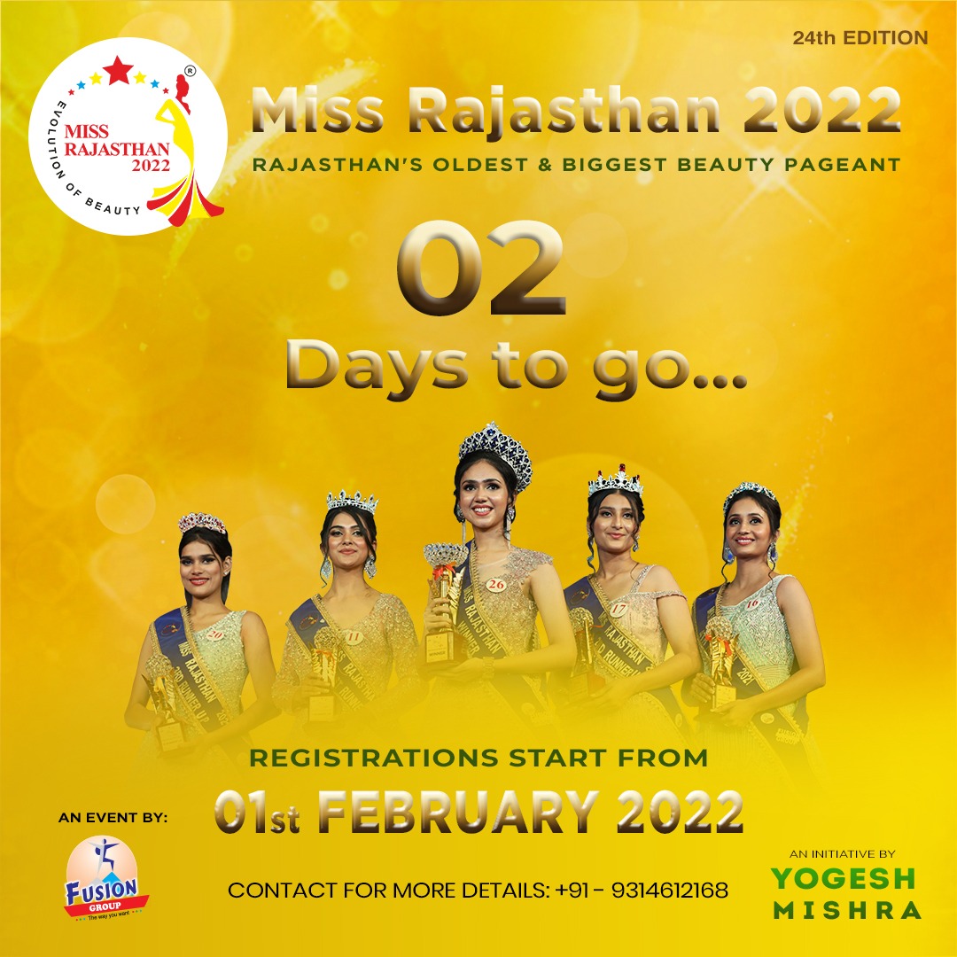 MishraDirector's tweet photo. Miss Rajasthan 2022
Registrations Starts From 1st February 2022 https://t.co/QKntQmYvwT