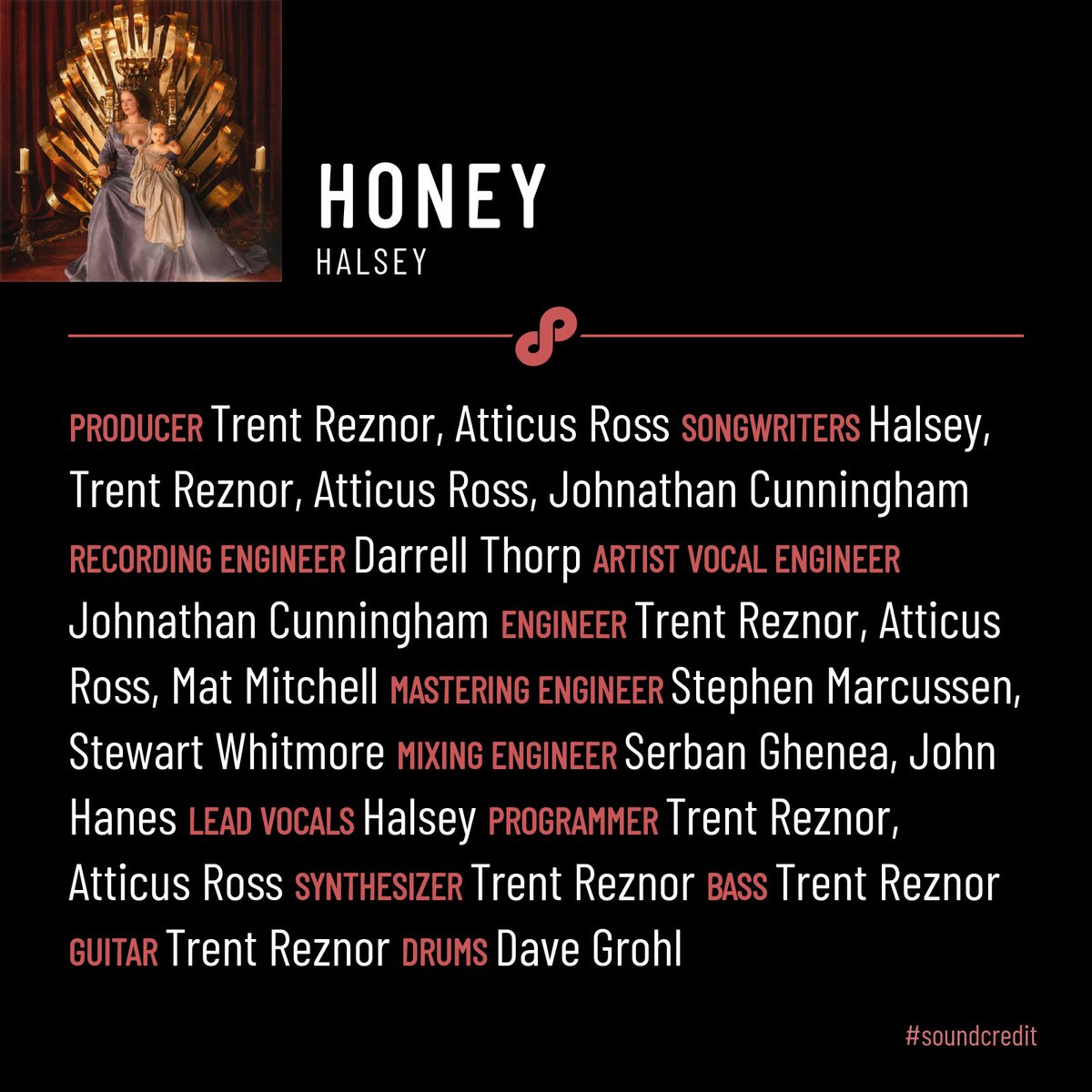 sound_credit's tweet photo. By now you've probably heard @halsey's most recent album If I Can't Have Love, I Want Power - but #DYK it was co-written and produced by Trent Reznor and Atticus Ross of @nineinchnails?? Dave Grohl and @LBuckingham also make guest appearances on the tracks below #soundcredit https://t.co/wN3unsqWF7