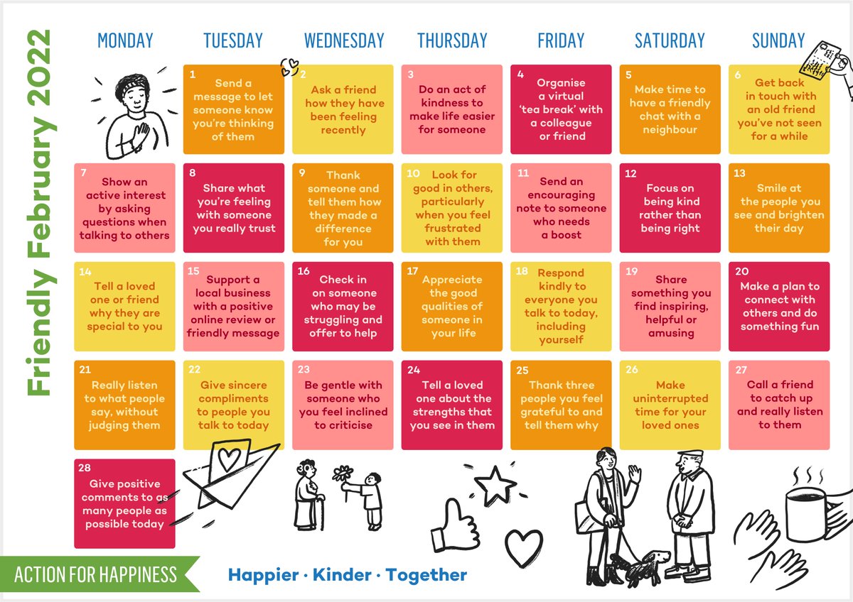 Have a terrific February 2022. Thx <a href="/actionforhappy/">ACTION FOR HAPPINESS</a> !!