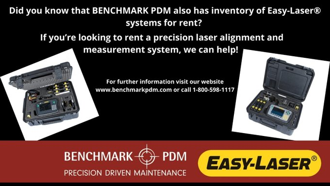 Did you know that BENCHMARK PDM has an  #inventory of Easy-Laser® systems for rent? If you’re looking to #rent a precision laser alignment &amp; measurement system, we can help! For further information visit our website 
benchmarkpdm.com or call 1-800-598-1117.
#Equipment