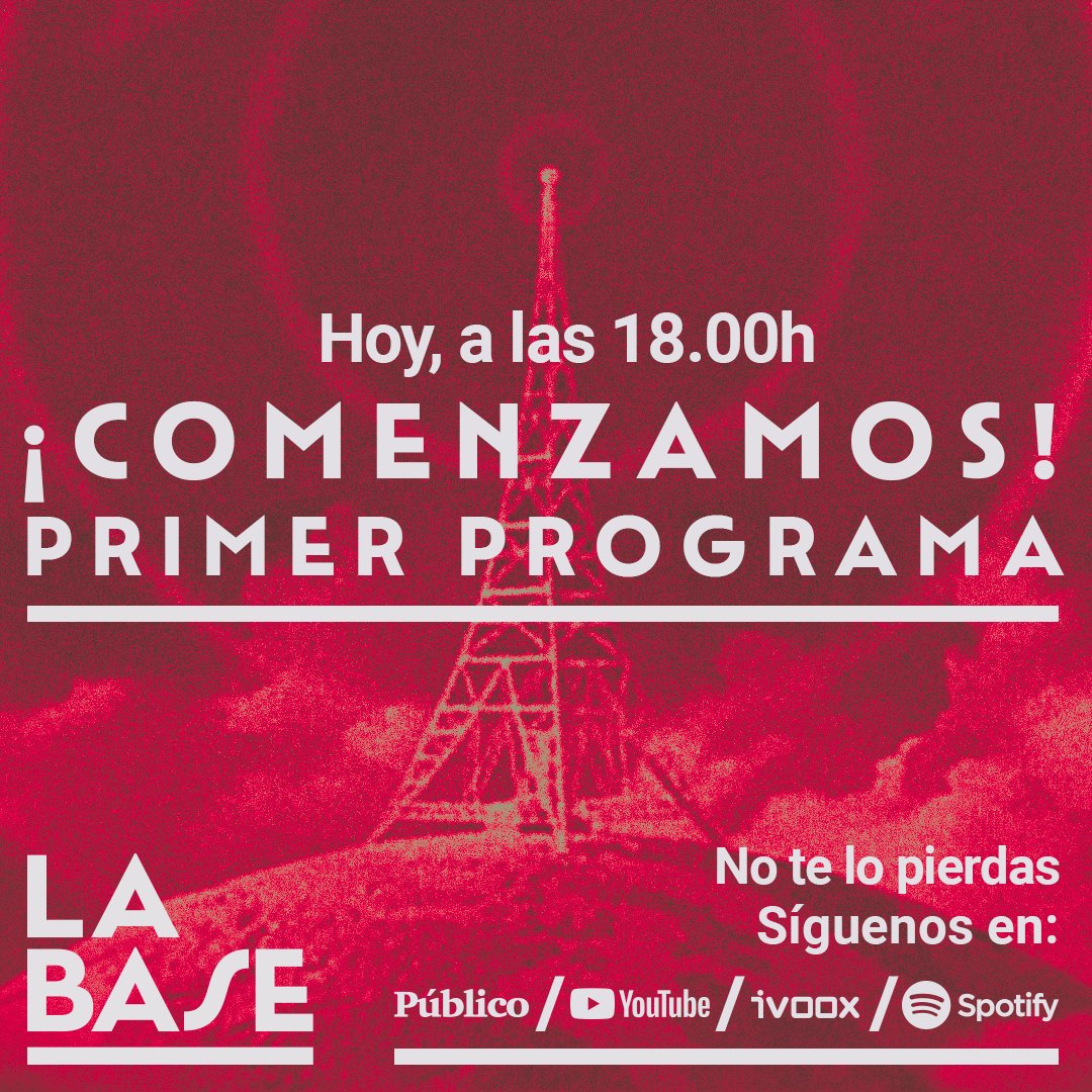 LaBase_TV's tweet photo. Ya estamos aquí. A las 18h arrancamos en @publico_es. #LaBaseEstreno https://t.co/VID7Av3I7G