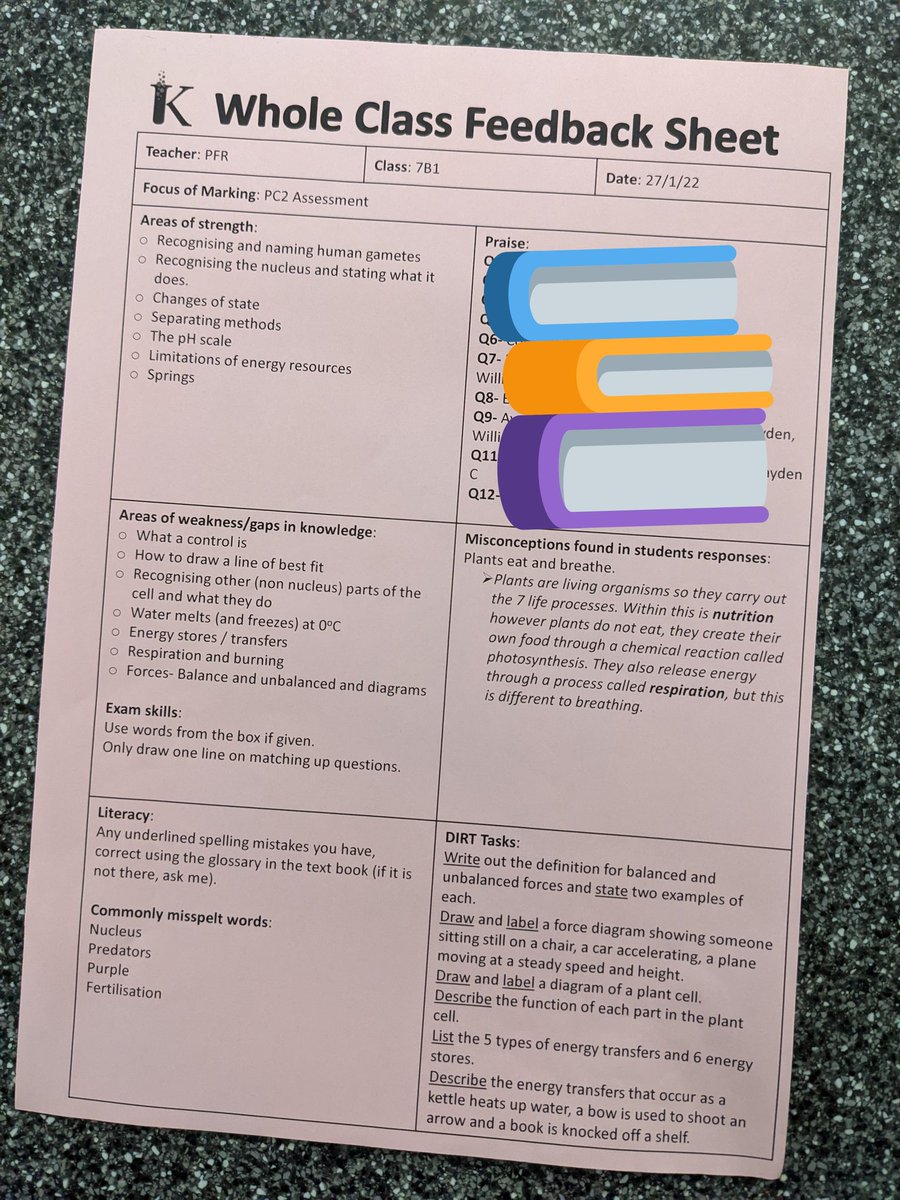 Paul_SciTeach's tweet photo. After some CPD last week I decided to give some #WholeClassFeedback a go with the latest year 7 assessment.
I think I liked it but would need to trial again with another group to make sure. https://t.co/uFahcFle4I