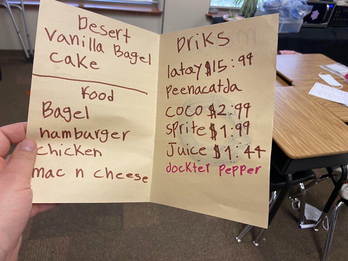 AmyRRISD's tweet photo. The second graders at Herrington Elementary school organized a restaurant during indoor recess today. https://t.co/OpkyMSQetk