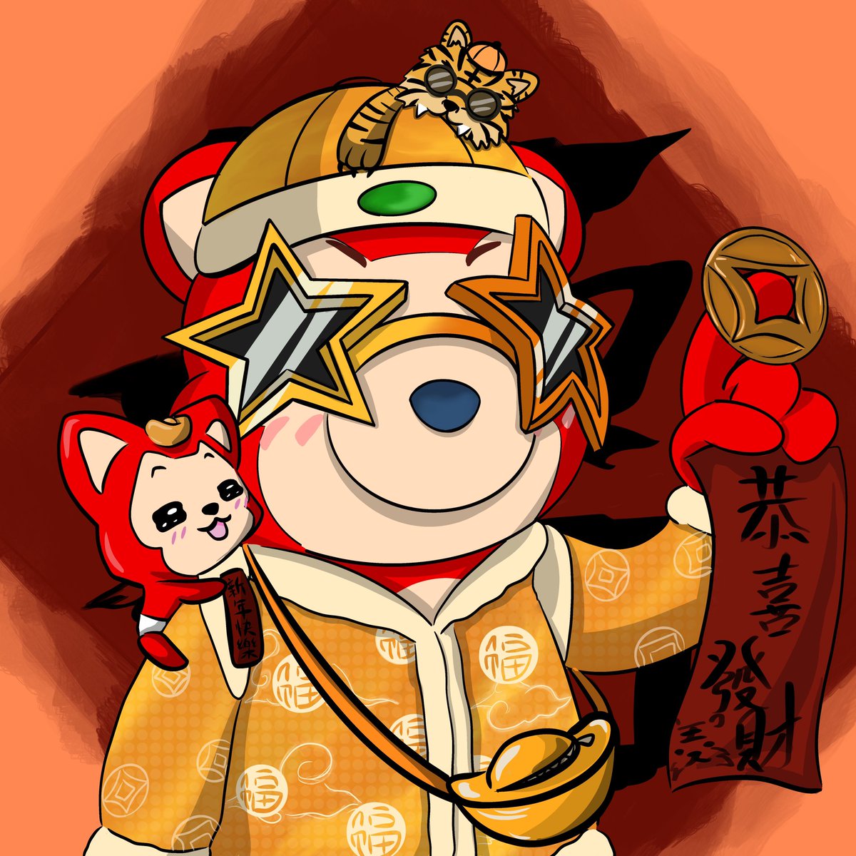 TinyRainz's tweet photo. @EzekClub @0xALINFT 
 #PhantaBear #BEAROSCNY #ALINFT #AliFanArt 
祝大家新年行大运，虎虎生威， 来年心想事成，万事如意！Happy New Year https://t.co/huj5pF1Y16