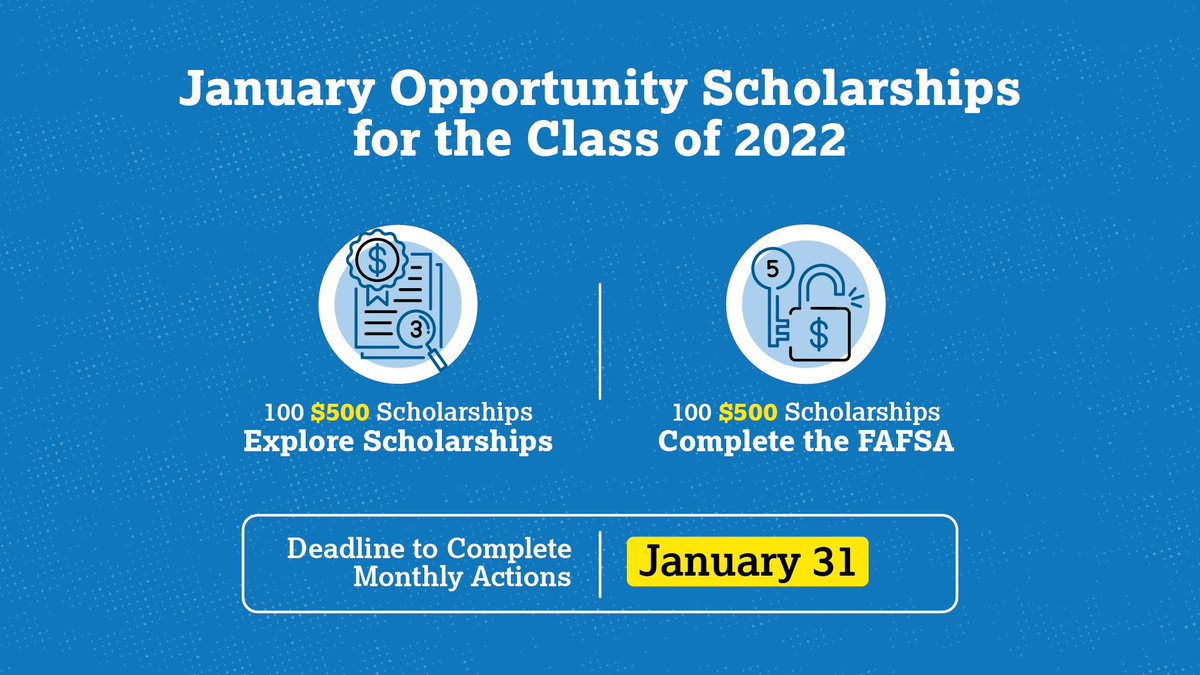 DEADLINE: This month's #OpportunityScholarships deadline for seniors is tonight, January 31 at 11:59 pm Eastern Time. spr.ly/6010KKozr