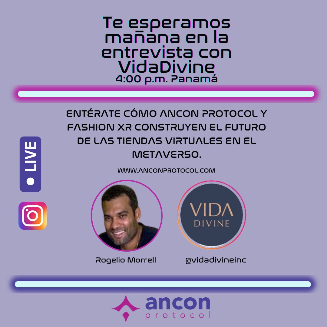 IFESATECH's tweet image. Te esperamos mañana en la entrevista que realizará @vidadivineinc a nuestro CEO @molekilla. donde conocerás cómo #anconprotocol y Fashion XR construyen el futuro de las tiendas virtuales en el #metaverso.