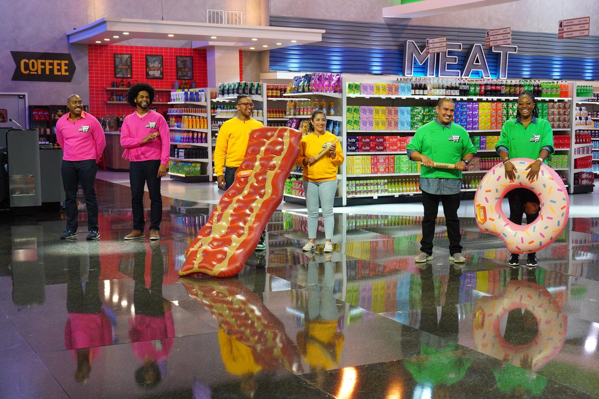 SuperSweepABC's tweet image. We loved seeing last night's teams bring home the bacon! 🥓💸 Stream the #SupermarketSweep season finale on Hulu.