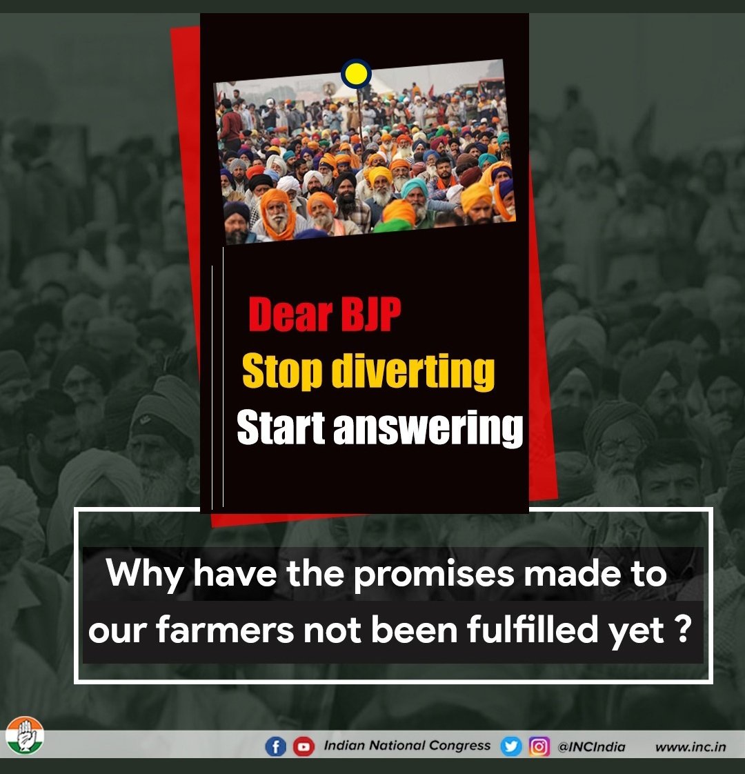 Ajay51830120's tweet photo. #विश्वासघात_दिवस
Modi Govt Betrayed Farmers By Not
Fulfilling A Single Demand Of Theirs
Demands
*MSP Guarantee Law ×
*Sack Ajay Mishra Teni ×
*Justice 4 Lakhimpur Kheri Victims ×
*Compensation 2 Families Of Martyred Farmers ×
*Doubling Of Farmers Income ×
* Cases Withdrawal × https://t.co/p9p858TGzA