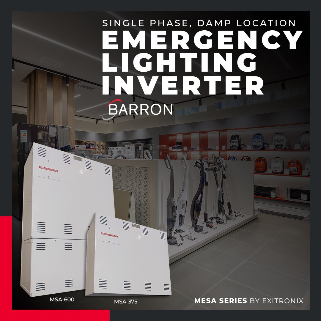 BarronLighting's tweet photo. The Mesa Series is a single phase, online, solid-state #inverter system designed to provide "soft-start" power to designated #emergencylighting fixtures.
.
.
.
.
.
#exitsigns #buildingsafety #facilitysafety #buildingmanagement #exironix #barronlighting https://t.co/PBcMgk4tkm