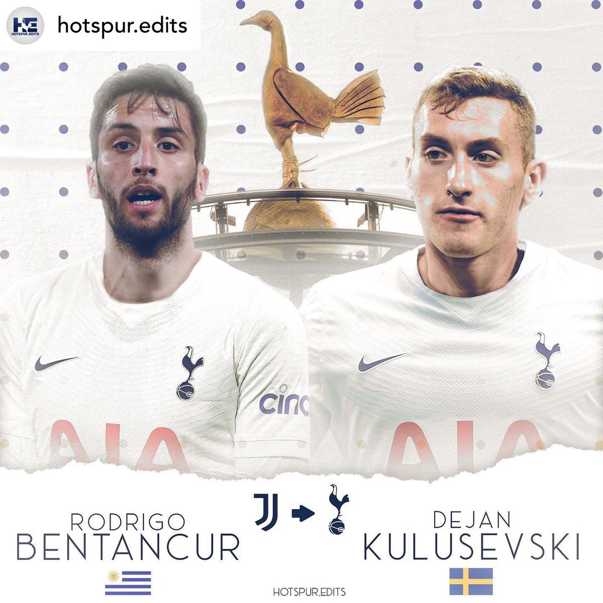 thespursweb's tweet photo. From Juventus to Tottenham... 

Bentancur &amp; Kulusevski! 🇺🇾🇸🇪 https://t.co/sNRljNU9YB