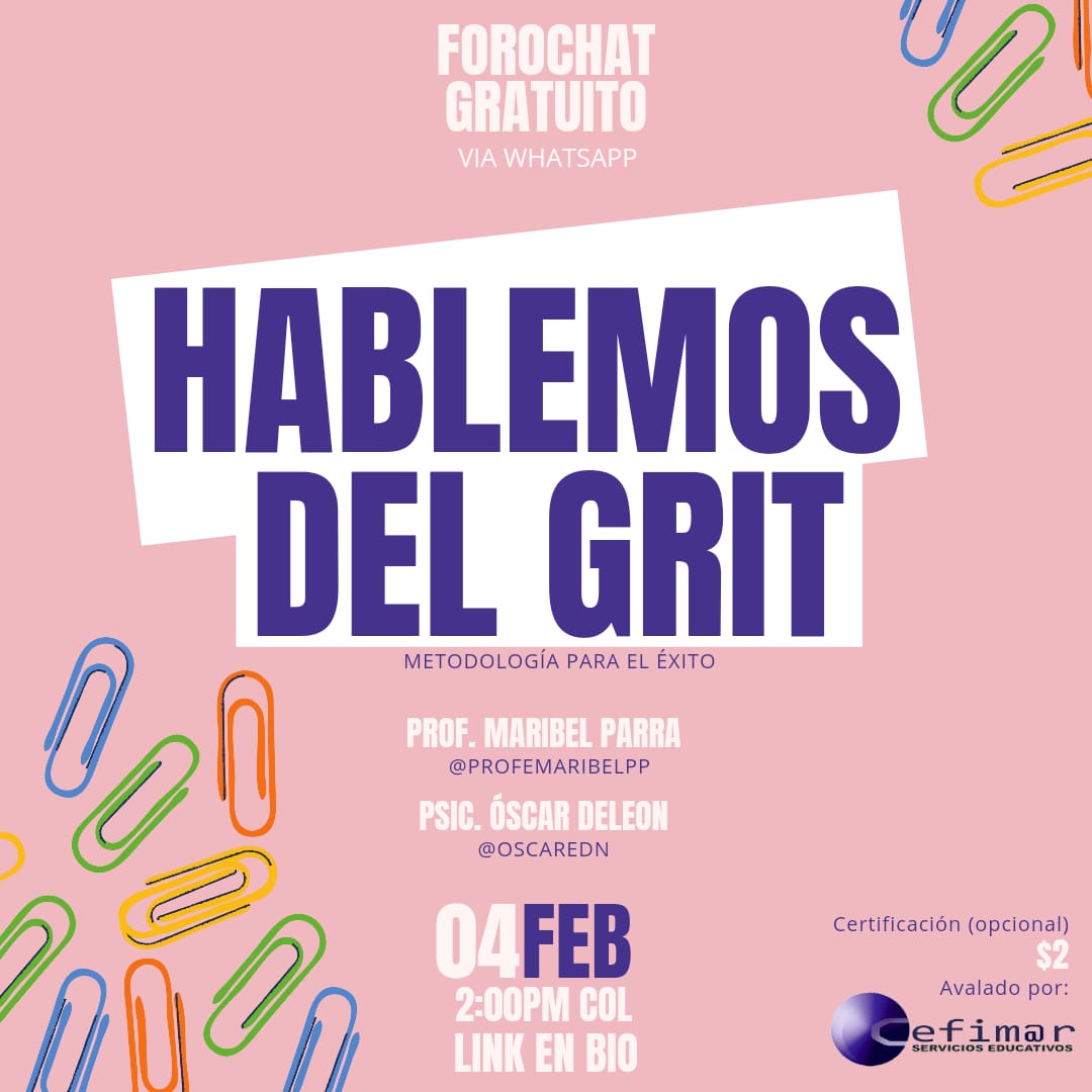 Foro Gratis!!! Hablemos del Grito. Metodología para el éxito. Dirigido a Docentes y profesionales en general. Vía WhatsApp a través del Link chat.whatsapp.com/GP7folD2mc0EiT…

Certificado opcional 2 $