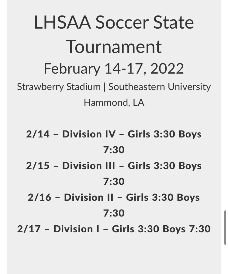 daniel_underwd's tweet photo. Will girls ⚽️ ever be able to play a state championship game after 6? Is this a case for gender inequality? Why not flip time slots every other year for B/G ⚽️?
@KATCTV3 @KLFY @FooteNote @eric_narcisse @WGNOtv @acadianasports @Game_Louisiana @AdvocateSports @FambroughAdv https://t.co/KXK5jJZmPT