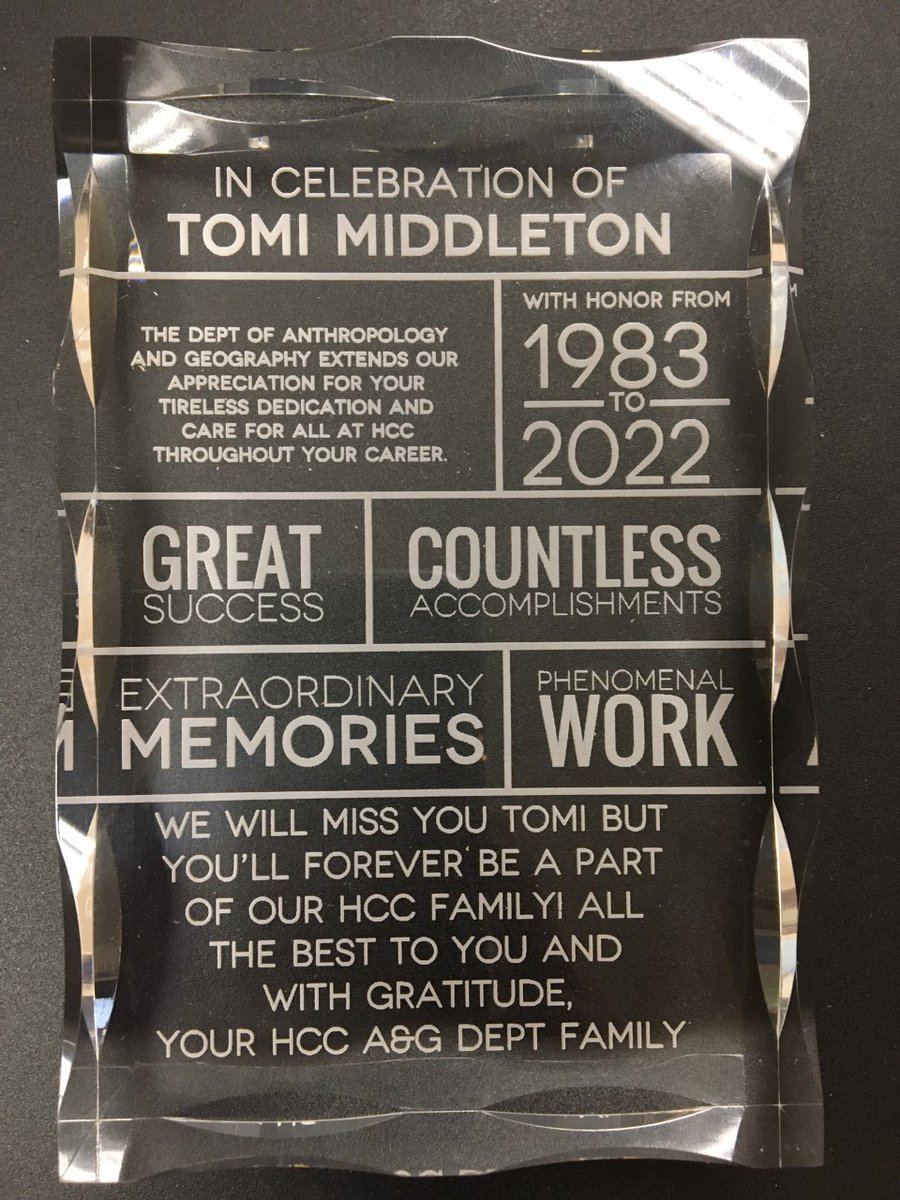 HCCAnthGeog's tweet photo. After 40 years of diligent, professional, caring, generous service to HCC, our own Tomi Middleton is retiring. Today we celebrate her extraordinary service and wish her the best in her new journey. We love you Tomi!
#geography #anthropology #retirement https://t.co/czbZFlNRLQ