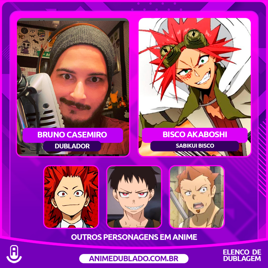 Personagens Com os Mesmos Dubladores! on X: Sim, amigos, eu meti essa;  pois o Bruno Casemiro é um dublador incrível que arrasa MUITO nos animes!  Bruno é conhecido por dublar o Eijiro