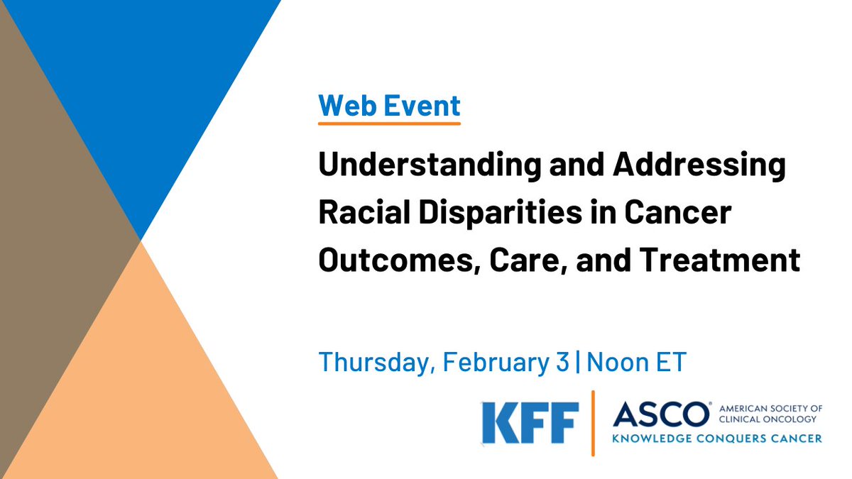 RSVP to our Feb. 3 briefing with <a href="/ASCO/">ASCO</a>, featuring a discussion with <a href="/SArtiga2/">Samantha Artiga</a> <a href="/hill_latoya/">Latoya Hill</a> <a href="/drcarolbrownMSK/">Carol Brown</a> @Winni195 <a href="/PierceLoriJ/">Lori Pierce</a> on persistent racial disparities in #cancer outcomes, care and treatment.

Tune in ahead of #WorldCancerDay: us02web.zoom.us/webinar/regist…