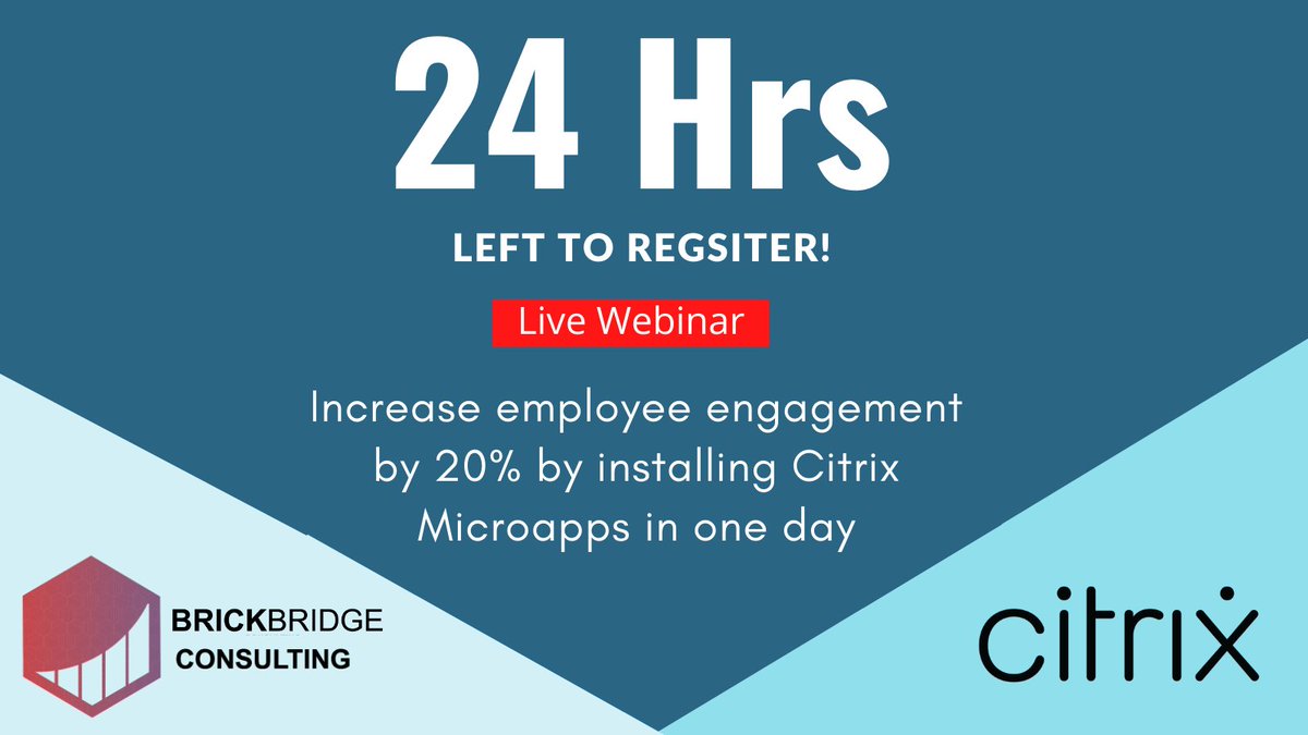 BrickBConsults's tweet image. Only 24 Hrs left!! 
Register now to save your spot: ow.ly/rIMW50HGWSX

•••
#Citrix #CitrixConverge #DevOps #CitrixFieldKickoff #CitrixDevfocus #Spacetosucceed #VEI