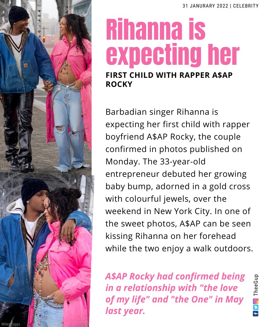 TheeGup's tweet photo. Rihanna is expecting her first child with rapper A$AP Rocky 

#Rihanna #ASAPRocky #Gossip #CelebrityNews https://t.co/nlqsVOznp9