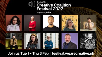 An event not to be missed!  
The <a href="/WeAreCreativeUK/">Creative UK</a> - Creative Coalition Festival - Tues 1-Thurs 3 February -  free and online!
It includes a host of creative and cultural influencers, artists and designers.  
Speaker lineup here: festival.wearecreative.uk/all-speakers/