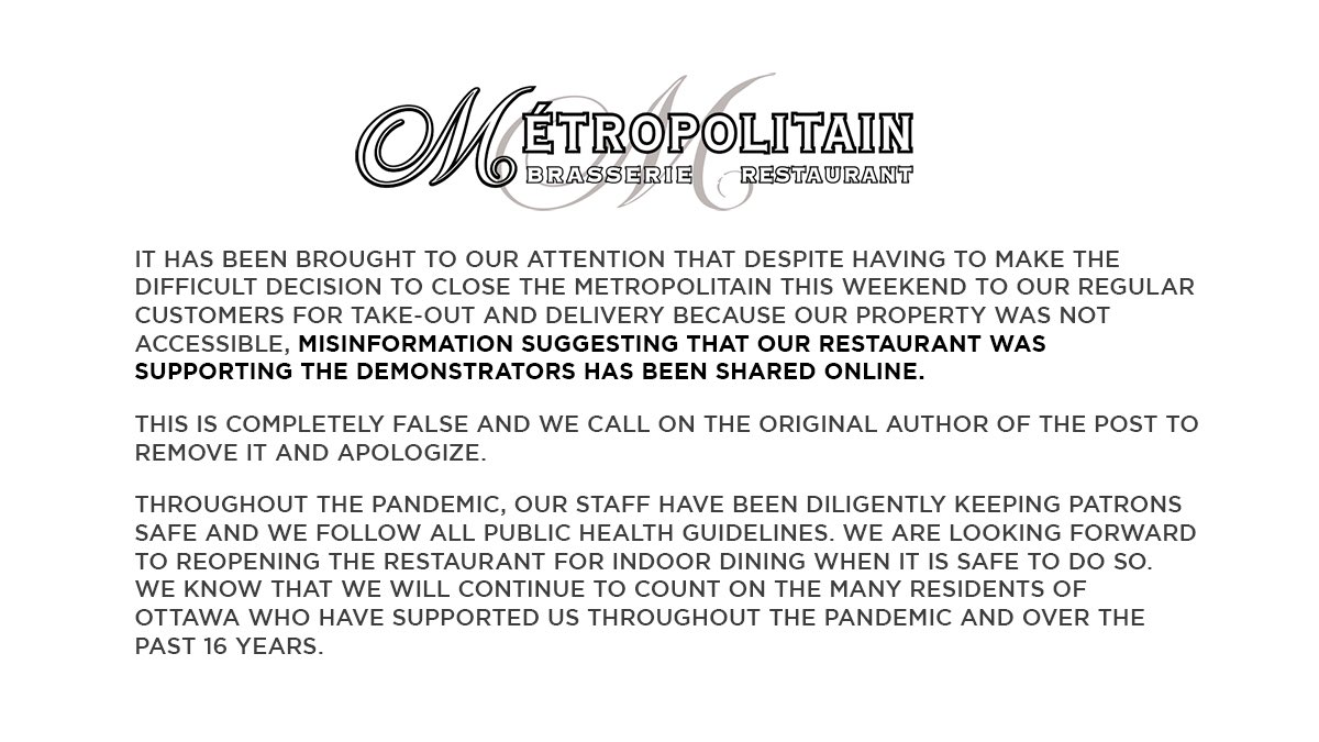 A statement to our loyal customers regarding the misinformation posted online in the last day.