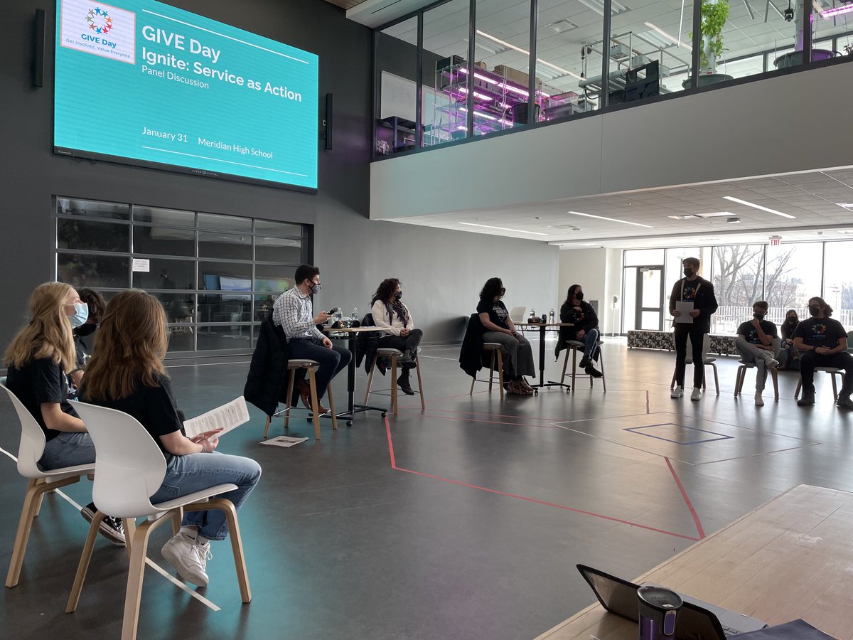 ClubGive's tweet photo. First #GIVEDay service panel in the books!! The speakers were amazing! The kids showed up! The moderators asked great questions! Hope all left feeling inspired to continue service in their community. Thank you, Max Levitt, Maralee Gutierrez, Mel Gould and Rebecca Tax for today! https://t.co/APAcKHzeDd