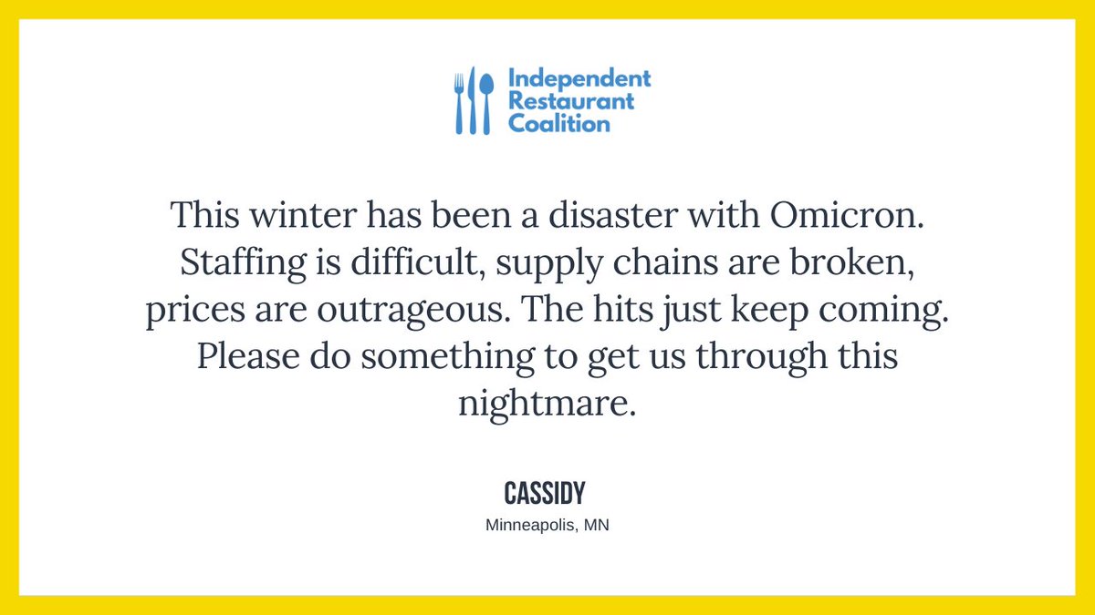 The only way for restaurants to survive the pandemic is for Congress to #ReplenishRRF